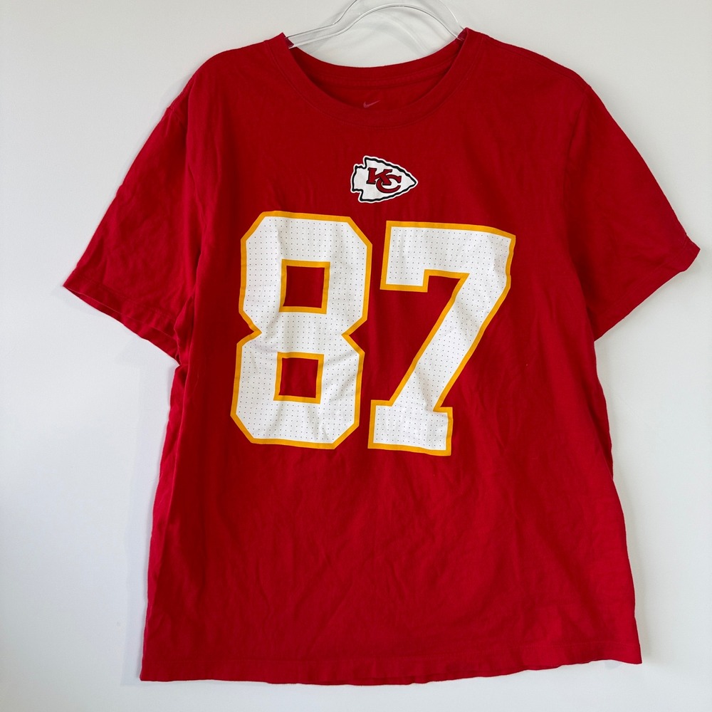 Nike T-Shirt Kansas City Chiefs Kelce 87 Mens L Red Taylor Swifts Boyfriend